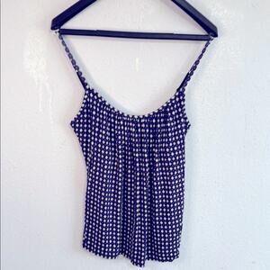 New York & Company Y2K Style Black, Purple and White Smocked Camisole Size M